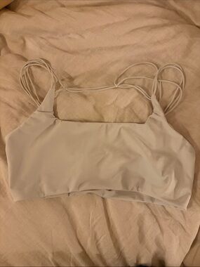 Mikoh Light Gray Strappy Square-Neck Crop Top